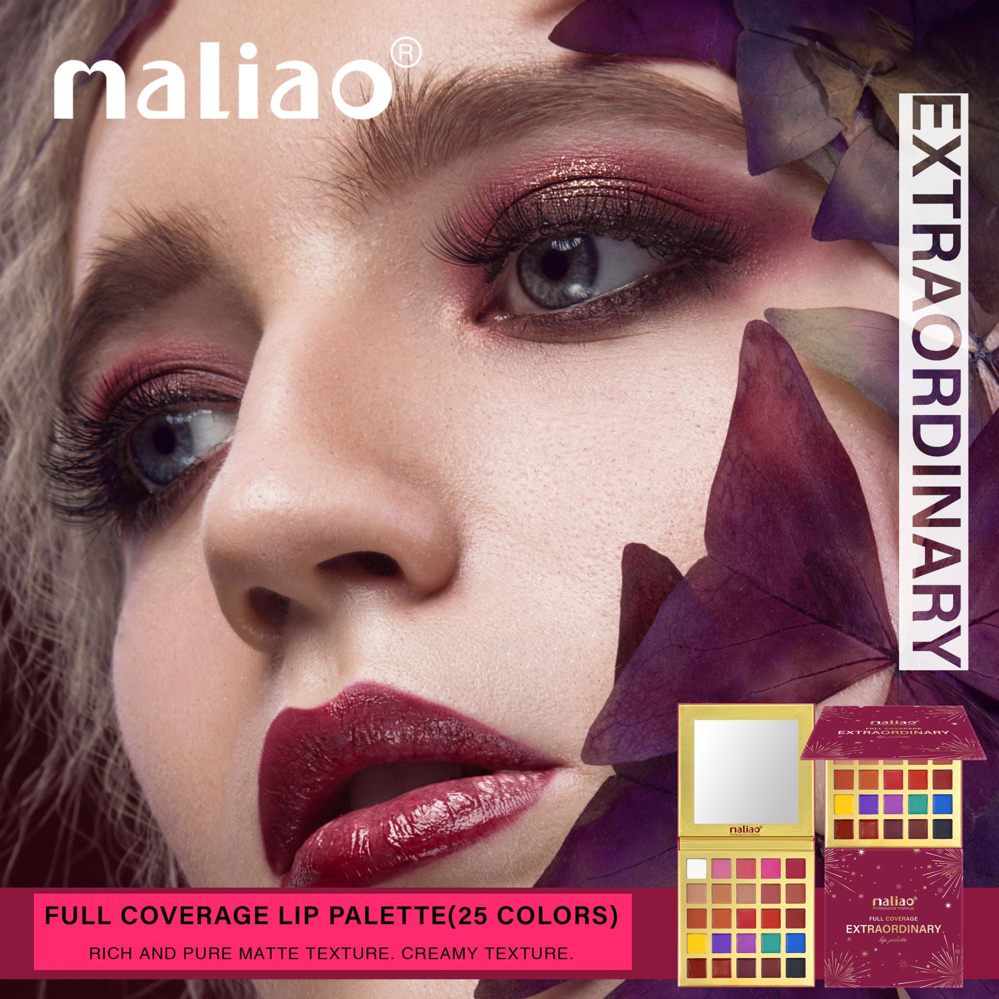 Maliao Matte Extraordinary Full Coverage Lip Palette - 25 Stunning Colors for Every Occasion - Maliao Makeup